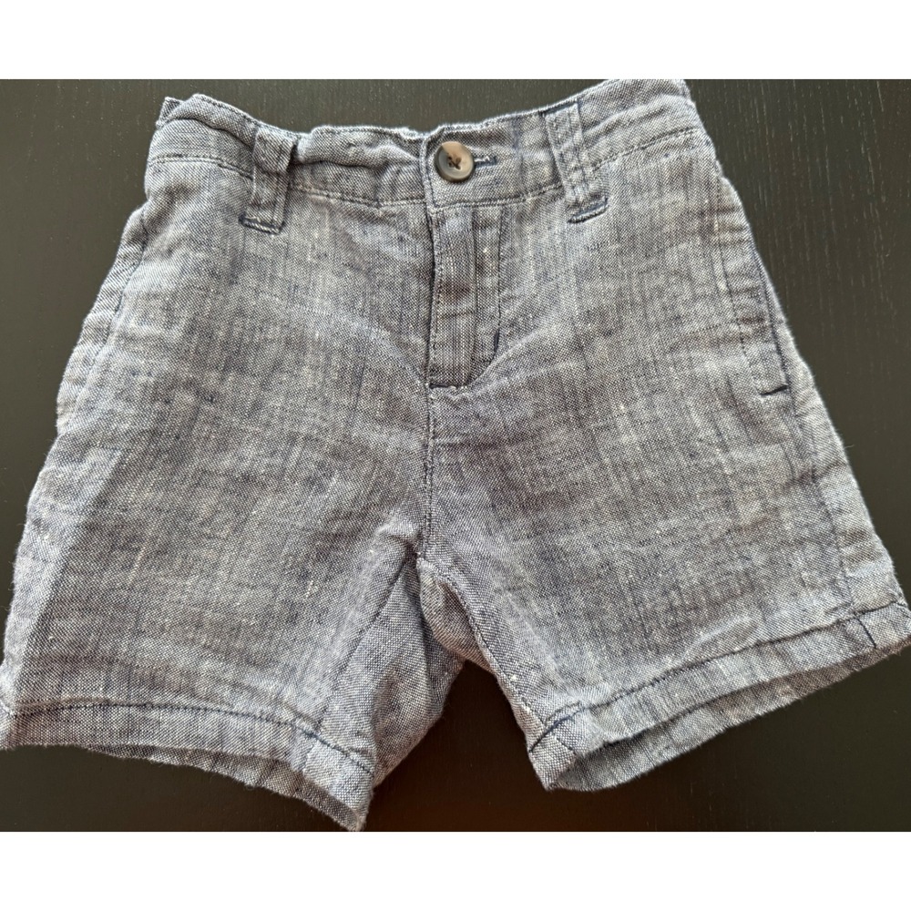 Janie and Jack Baby 100% Linen Chambray Shorts‎ 3-6m Blue Lightweight Lux